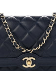 Lambskin Quilted Hold The Line Wallet On Chain WOC Dark Blue
