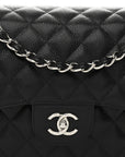 Caviar Quilted Jumbo Double Flap Black