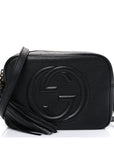 Pebbled Calfskin Small Soho Disco Bag Black