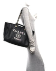Calfskin Medium Deauville Tote Black Multicolor