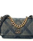 Denim Quilted CHNL 19 Wallet On Chain WOC Blue