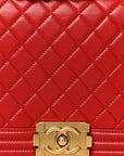 Lambskin Quilted New Medium Boy Flap Red