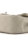 Lambskin Quilted Mini Rectangular Flap Grey