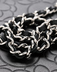 Lambskin Camellia Embossed Wallet On Chain WOC Black