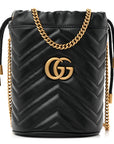 Calfskin Matelasse Mini GG Marmont 2.0 Bucket Bag Black