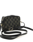 Jacquard Black Denim GG Monogram Textured Dollar Calfskin Mini Ophidia Shoulder Bag Black Ivory