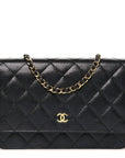 Caviar Quilted Wallet on Chain WOC Black