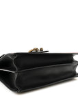 Calfskin Bamboo Web Large Dionysus Top Handle Bag Black Bright Evergreen Hibiscus Red