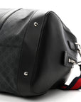 Soft GG Supreme Monogram Appia Calfskin Web Large Carry On Duffle Bag Black Grey