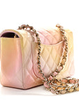 Lambskin Quilted Tie Dye Ombre Mini Rectangular Flap Yellow Multicolor
