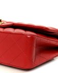 Lambskin Quilted Medium Double Flap Red