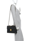 Lambskin Quilted Jumbo Single Flap Black