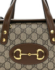 GG Supreme Monogram Azalea Calfskin Mini Horsebit 1955 Foldover Top Handle Bag Beige Ebony Brown Sugar
