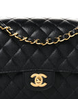 Caviar Quilted Medium Double Flap Black