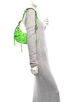 Extra Supple Calfskin Crocodile Embossed Le Cagole Shoulder Bag XS Acid Green