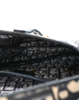 Oblique Embroidered Saddle Bag Blue
