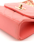 Lambskin Quilted Mini Trendy CC Clutch With Chain Coral Pink