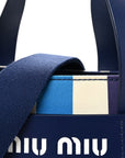 Canapa Vitello Striped Small Tote Turchese