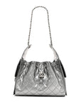 Metallic Caviar Quilted Small CHNL 25 Handbag Anthracite