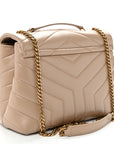 Calfskin Y Quilted Monogram Small Loulou Chain Satchel Dark Beige