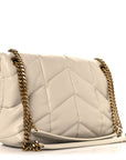 Lambskin Quilted Small Loulou Puffer Monogram Chain Satchel Blanc Vintage