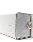 Metallic Caviar Quilted Medium CHNL 25 Handbag Silver