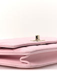 Lambskin Quilted Trendy Chain CC Wallet On Chain WOC Light Pink