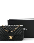 Lambskin Chevron Quilted Mini Rectangular Flap Black