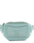 Caviar Quilted Filigree Waist Bag Light Blue