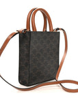 Triomphe Canvas Calfskin Mini Vertical Cabas Tan