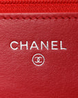 Glazed Calfskin Quilted Reissue Wallet On Chain WOC Red