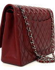 Caviar Quilted Maxi Double Flap Dark Red
