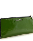 Patent Bow Flap Wallet Green Black