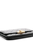 Lambskin Quilted Golden Class Wallet on Chain WOC Black