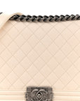 Calfskin Quilted New Medium Boy Flap White