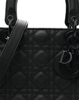 Ultra Matte Calfskin Cannage Medium Lady D1OR Black
