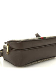 GG Supreme Monogram Textured Dollar Calfskin Web Small Ophidia Convertible Shoulder Bag Beige Ebony New Acero