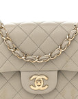 Lambskin Quilted Mini Rectangular Flap Grey