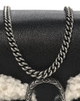 Sakai Be Green Calfskin Shearling Mini Dionysus Top Handle Bag Black