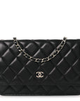 Lambskin Quilted Wallet On Chain WOC Black