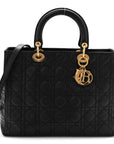 Lambskin Cannage Large Lady D1OR Black