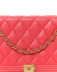 Caviar Quilted Boy Wallet On Chain WOC Dark Pink
