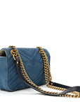 Denim Matelasse Mini Pearly GG Marmont Shoulder Bag Blue