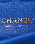 Lambskin Quilted Medium Double Flap Blue