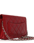 Lambskin Quilted Wallet On Chain WOC Red