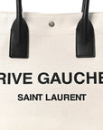 Linen Calfskin Small Rive Gauche Tote Greggio Natural