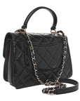 Lambskin Quilted Small Trendy CC Dual Handle Flap Bag Black