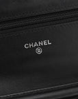 Lambskin Camellia Embossed Wallet On Chain WOC Black
