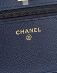 Caviar Quilted CC Turnlock Wallet On Chain WOC Navy Blue