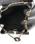 Glazed Aged Calfskin Quilted Small Duma Drawstring Backpack Black